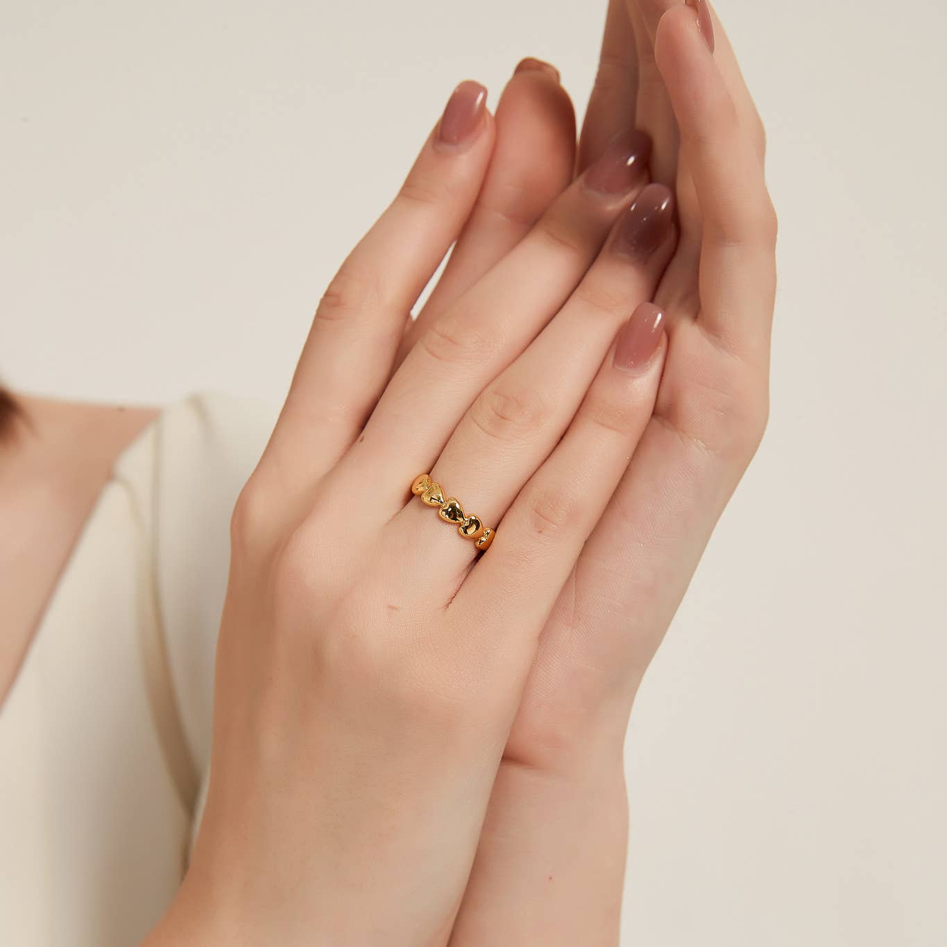 Rachel gold adjustable heart ring, gold ring