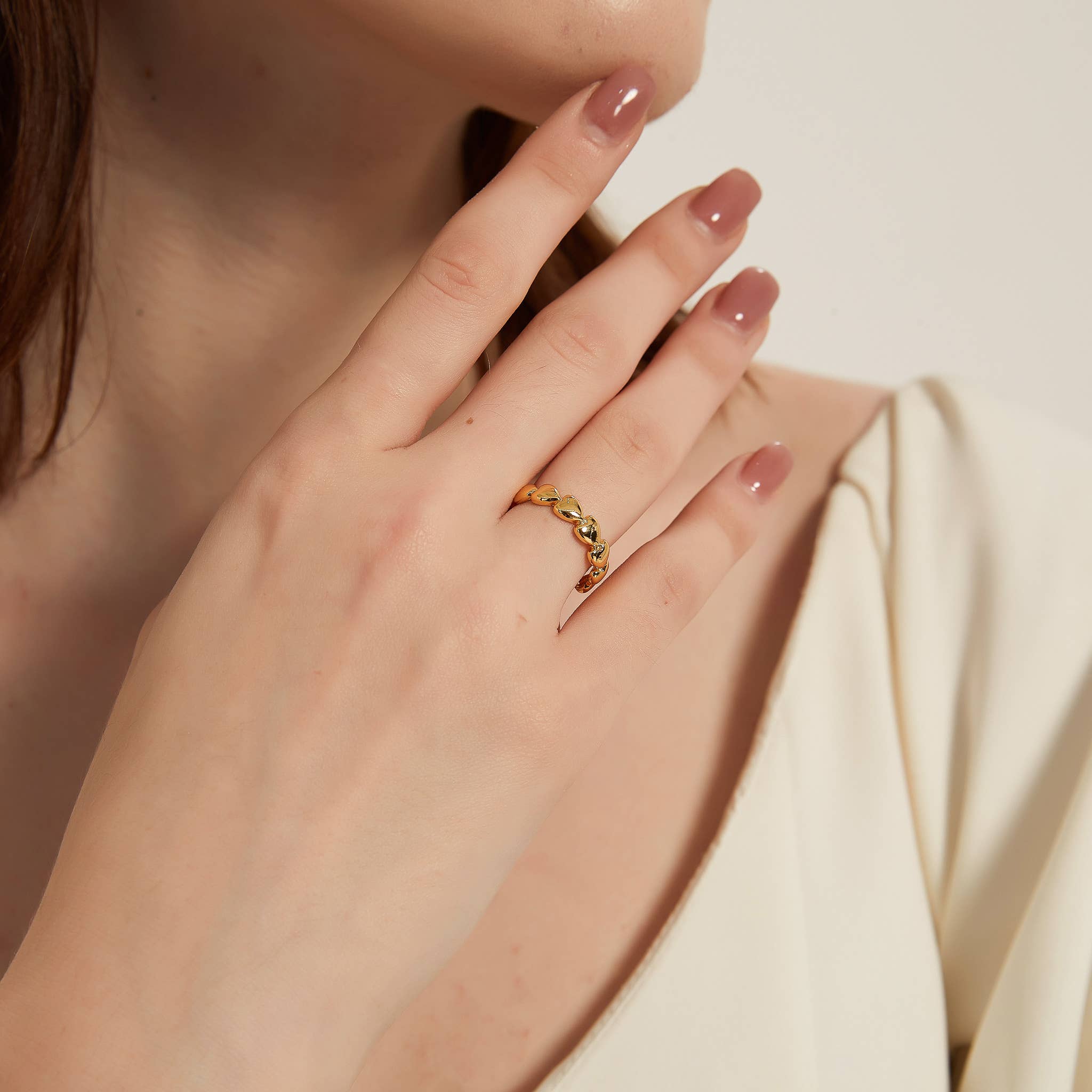 Rachel gold adjustable heart ring, gold ring