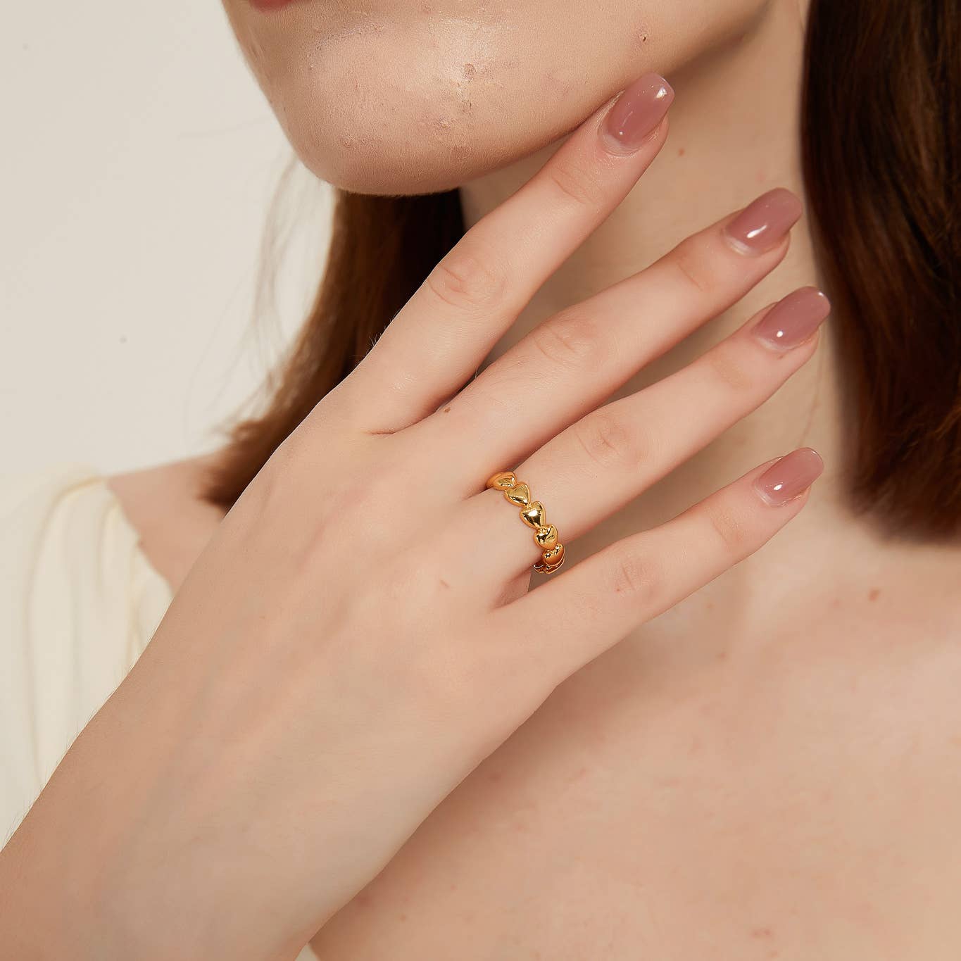 Rachel gold adjustable heart ring, gold ring