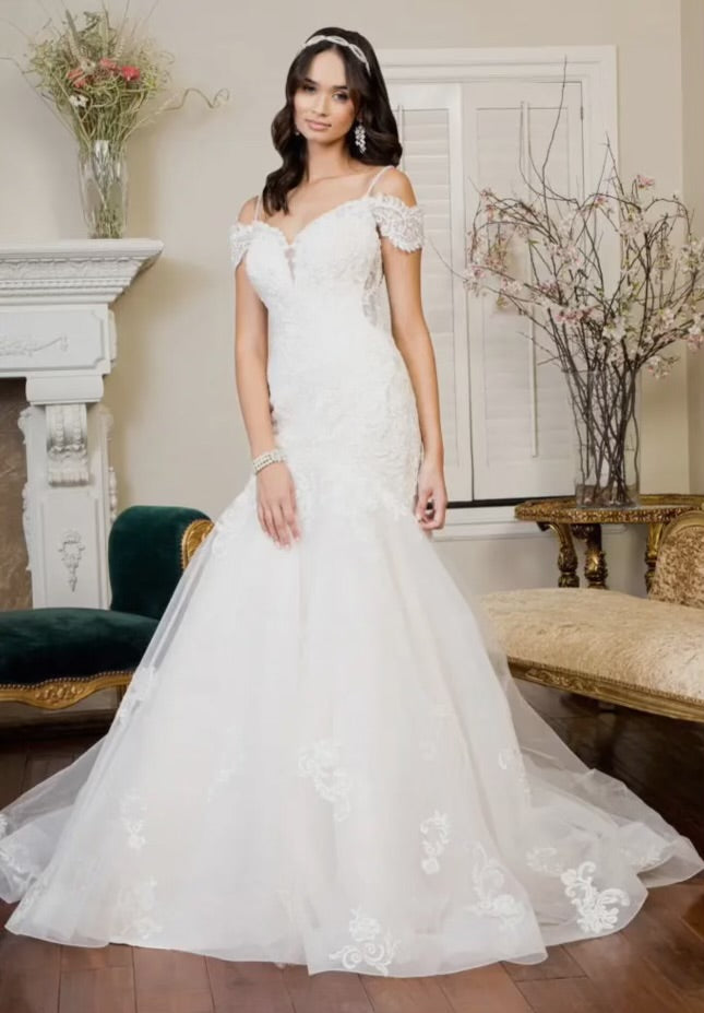 Sabrina Sweethearted Embroided Mesh Mermaid Wedding Gown w/ Tail