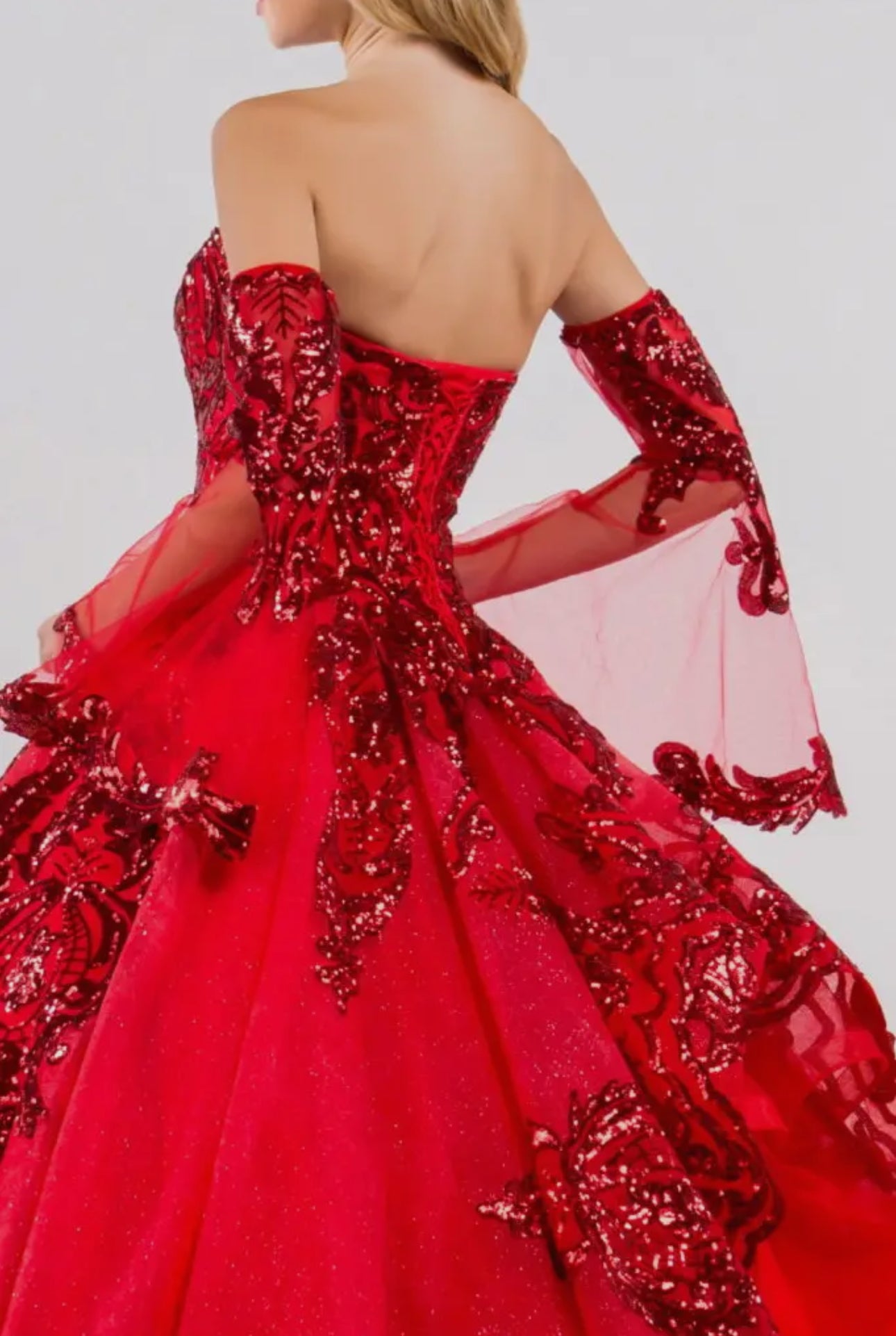 Vera Sequin Embellished Glitter Mesh Quinceañera Dress