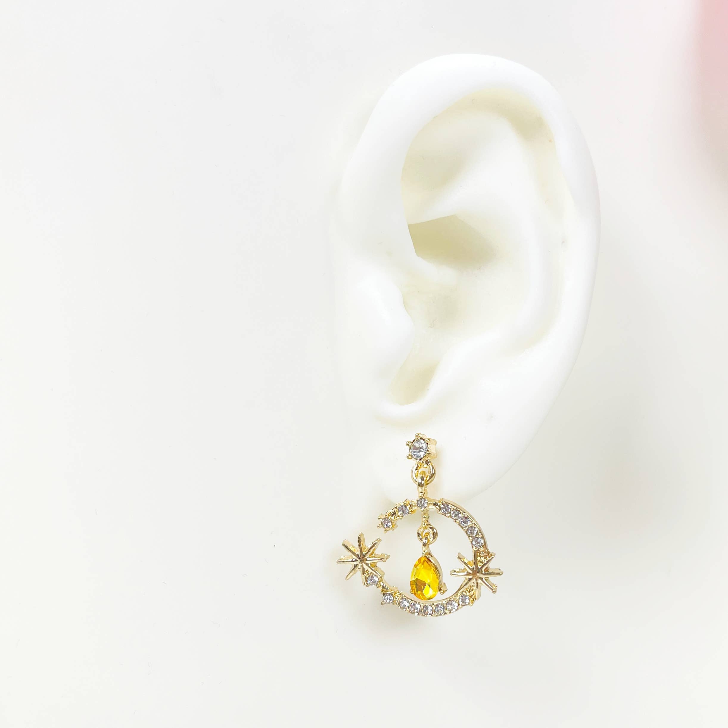 Moon Star dangle Earrings, Celestial Earrings