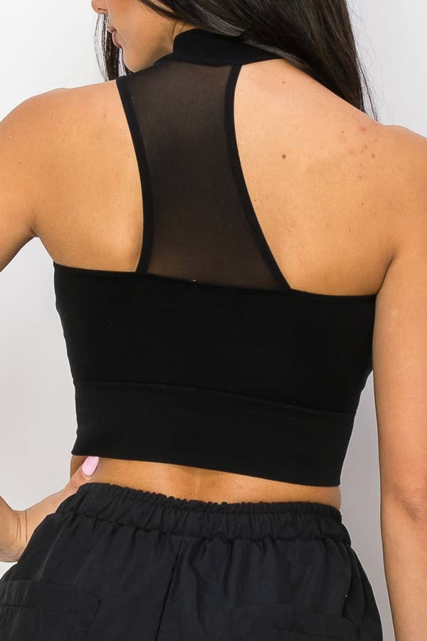 Ashley sleeveless mock neck crop top