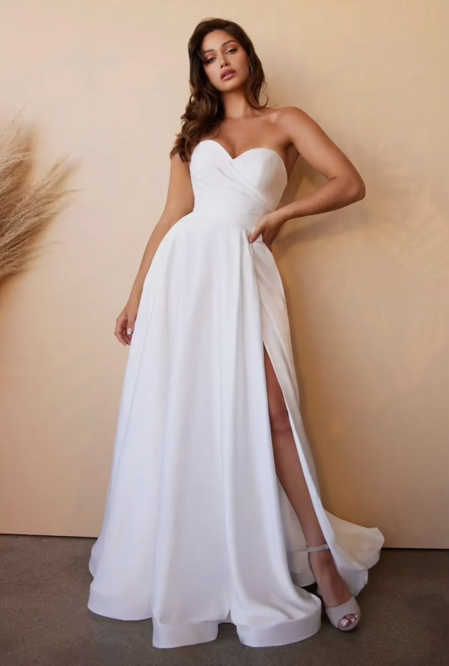 Jessica Satin Strapless Flowy Bridal Dress