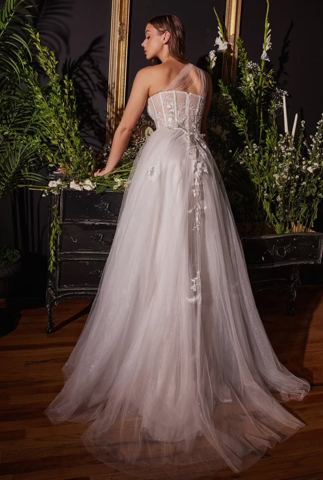 One Shoulder A-Line Bridal Dress