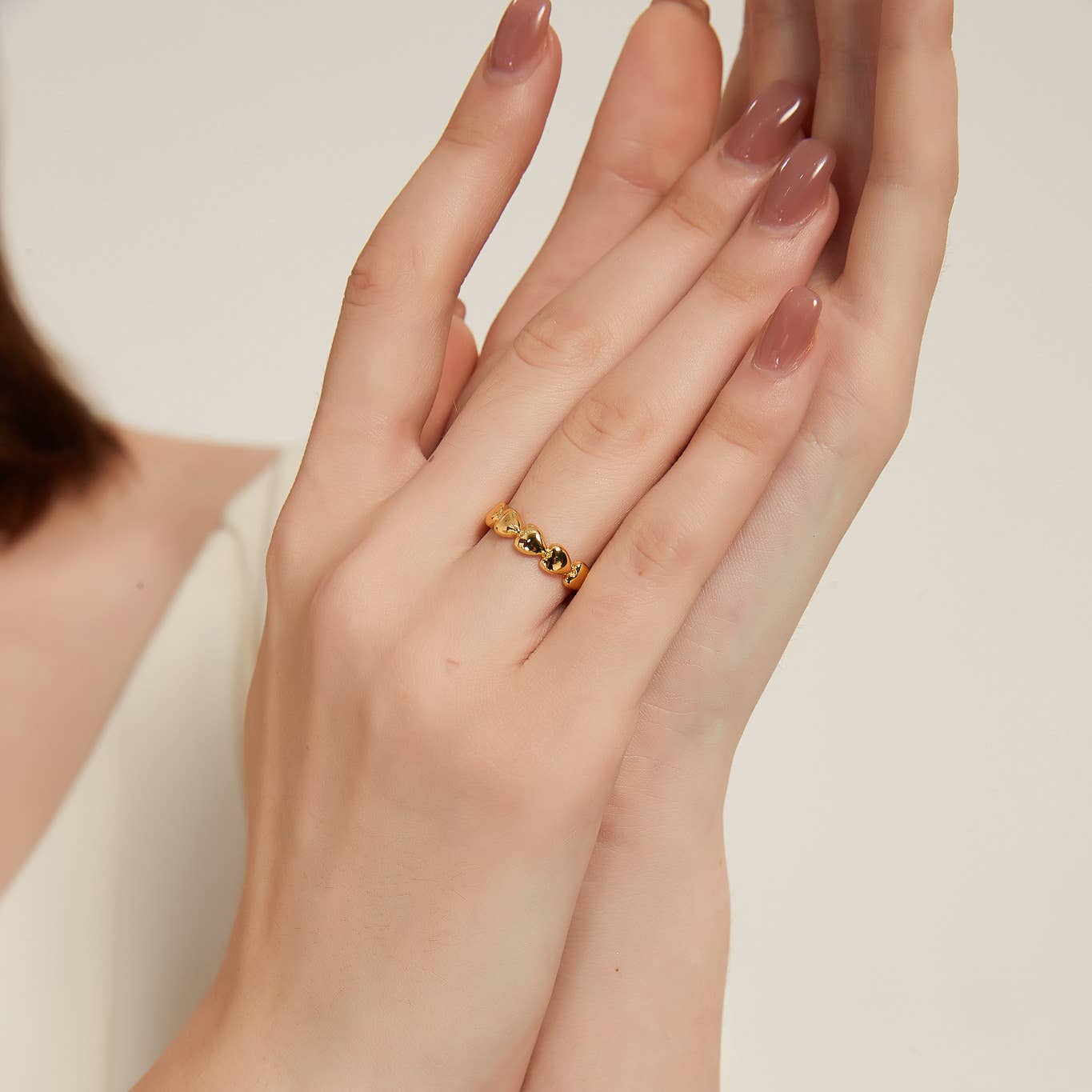 Rachel gold adjustable heart ring, gold ring