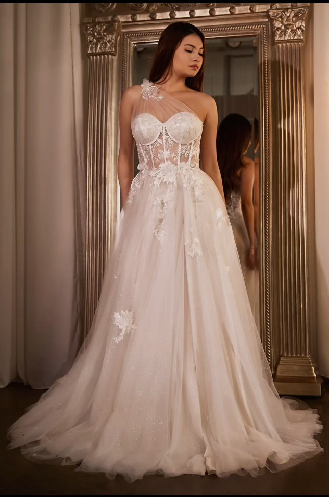 One Shoulder A-Line Bridal Dress