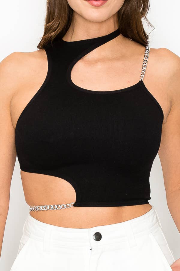 Britney one shoulder chain tank top