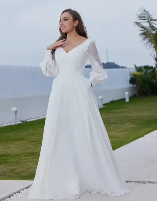 Tanya V-Neck A-Line Bridal Dress