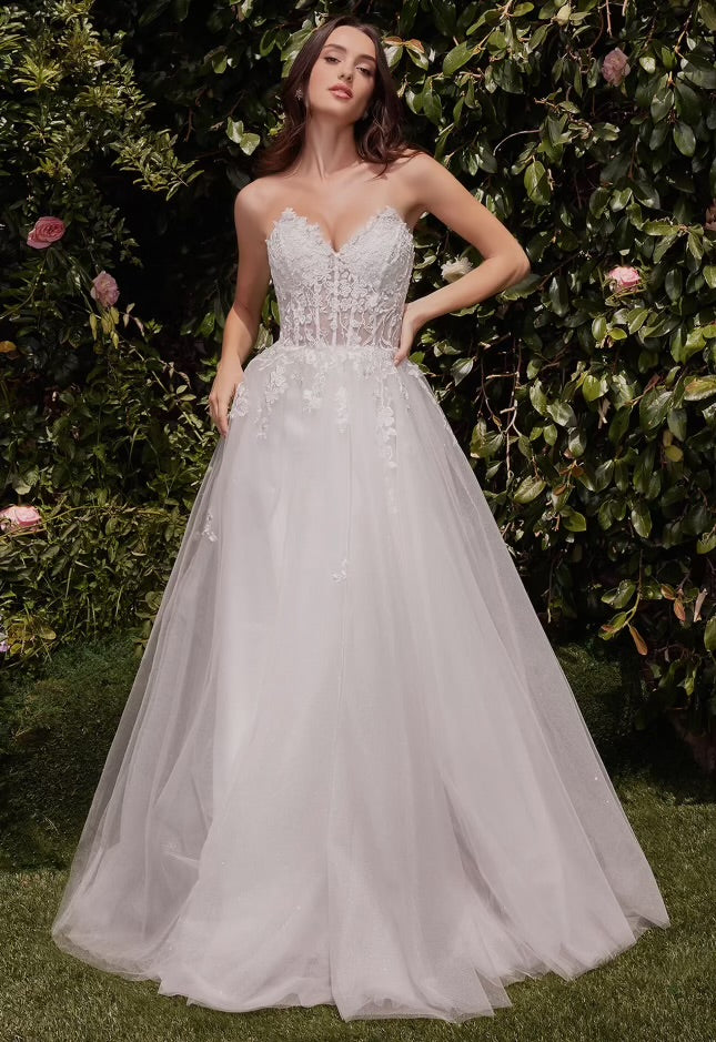 Strapless A-Line Lace & Tulle Bridal Dress