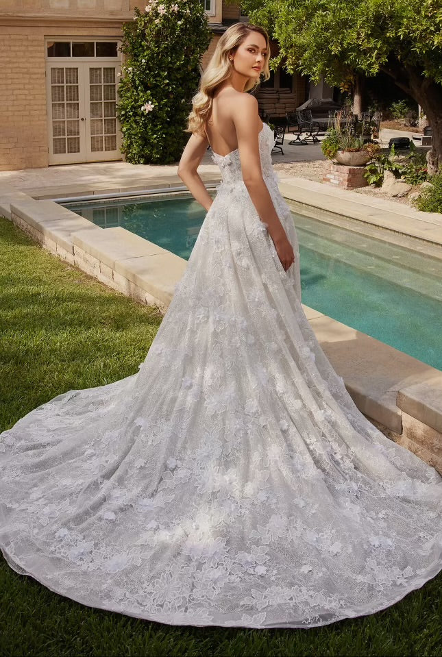 One Shoulder Blooming Bridal Dress