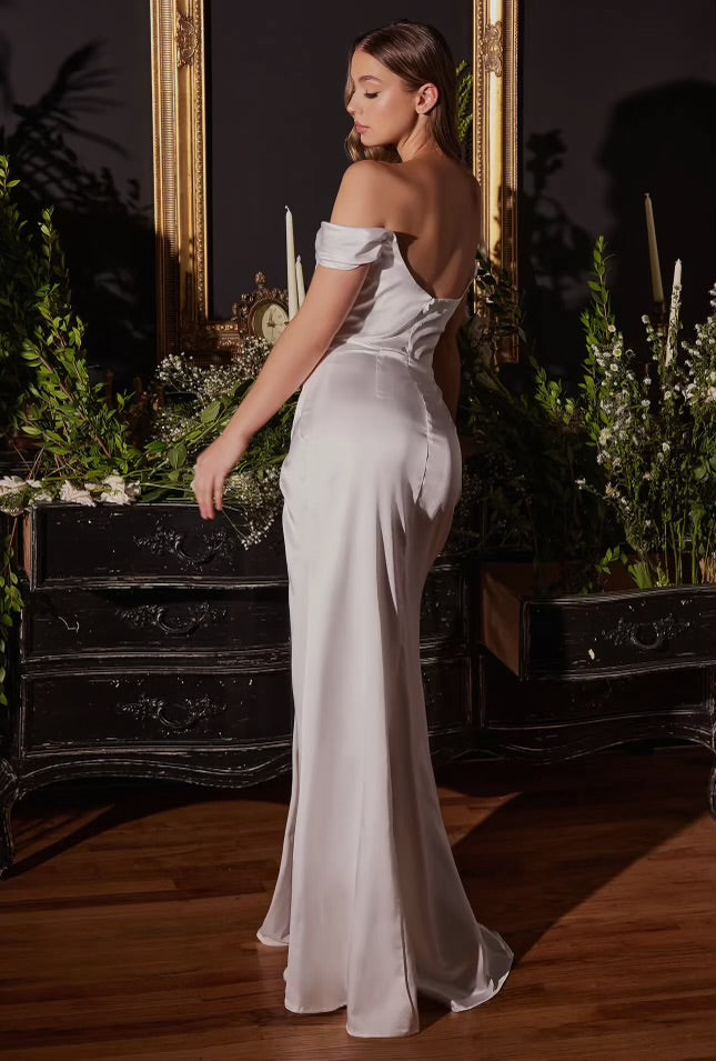 Satin Off the Shoulder Corset Bridal Dress