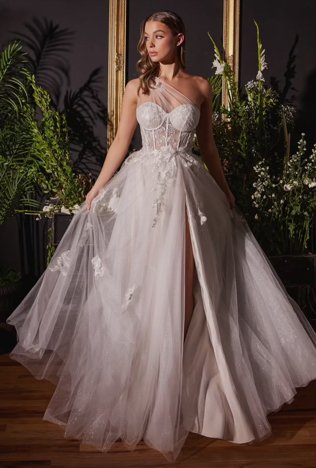 One Shoulder A-Line Bridal Dress