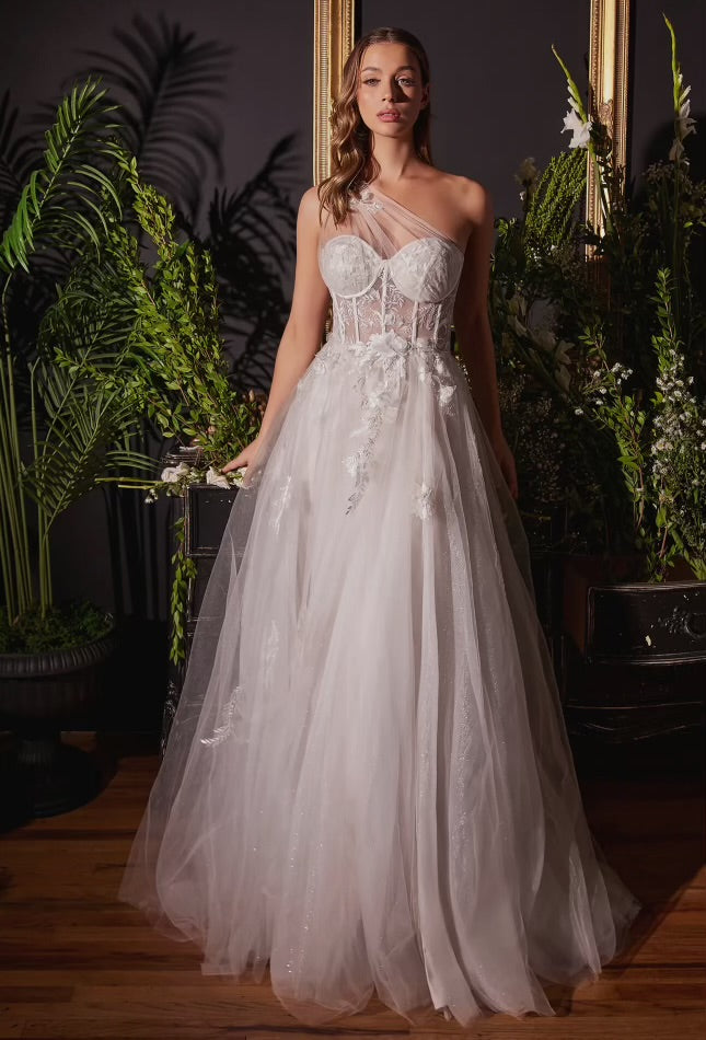 One Shoulder A-Line Bridal Dress