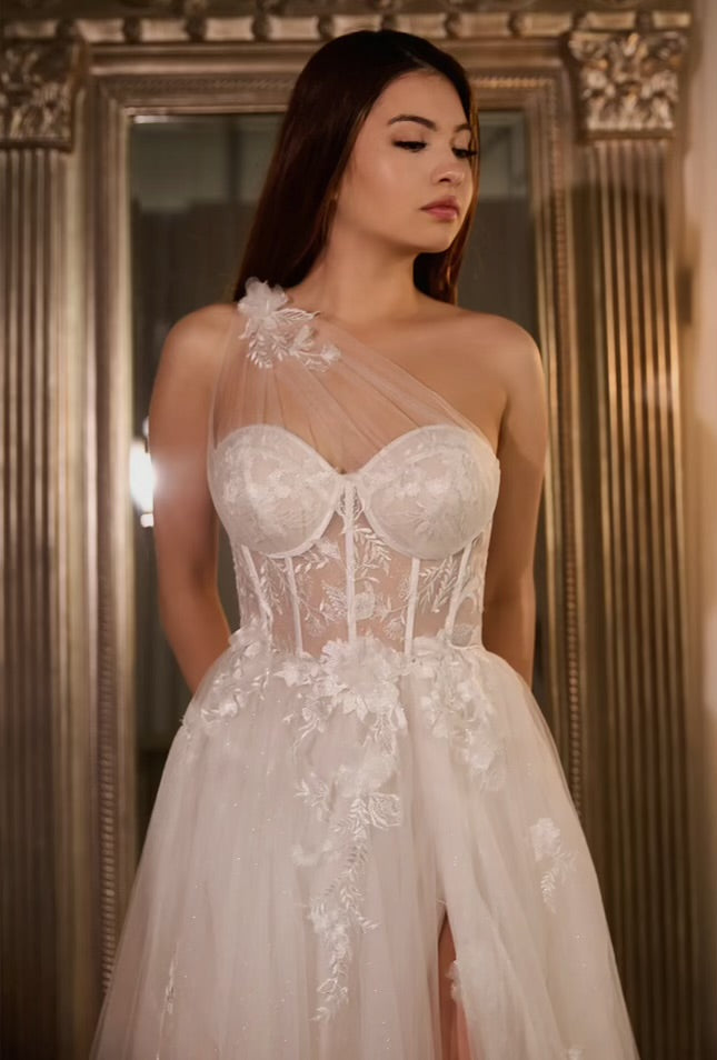 One Shoulder A-Line Bridal Dress