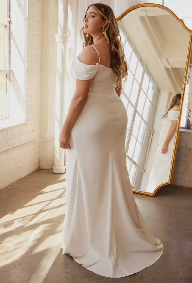 Stella Off Shoulder Crepe Bridal Dress