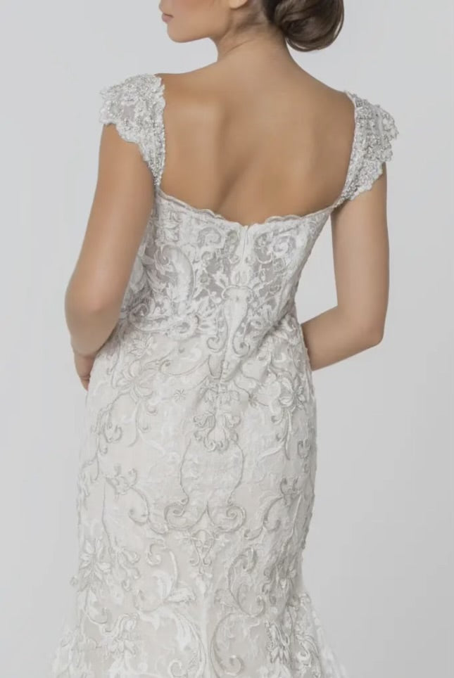 Claire Jewel & Embroidery Embellished Mesh Bridal Dress