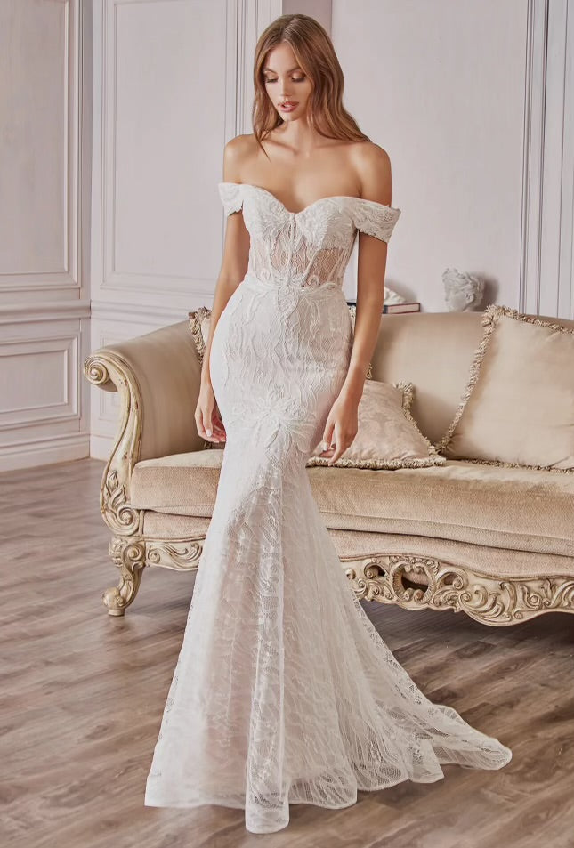 Aurora Off Shoulder Lace Mermaid Bridal Dress