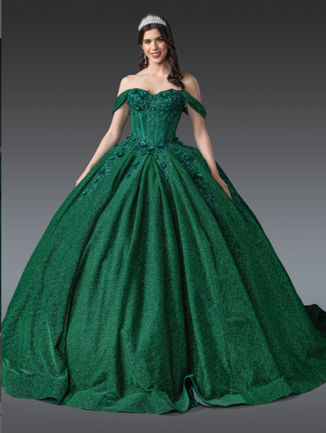 Kimberly Regal Gown with Off-the-Shoulder Sleeves Quinceanera Dress