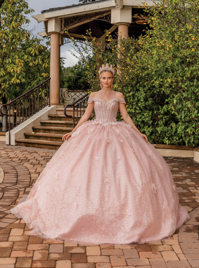 Angie Off-the-Shoulder Tulle gown with Appliqués Quinceanera dress