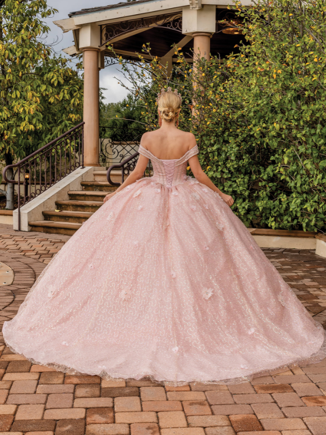 Angie Off-the-Shoulder Tulle gown with Appliqués Quinceanera dress