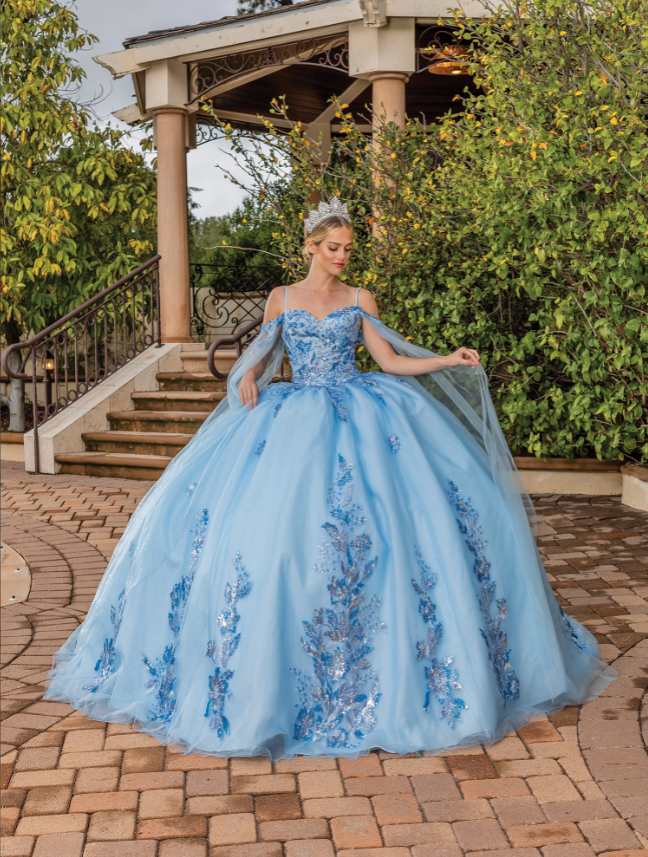 Skylar Spaghetti Strap gown with Tulle Train Quinceanera dress