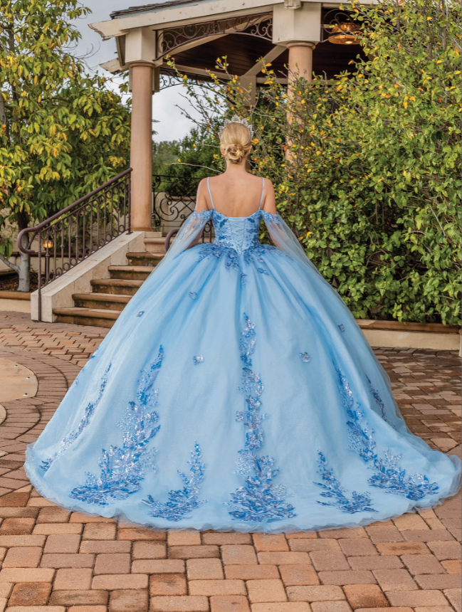 Skylar Spaghetti Strap gown with Tulle Train Quinceanera dress