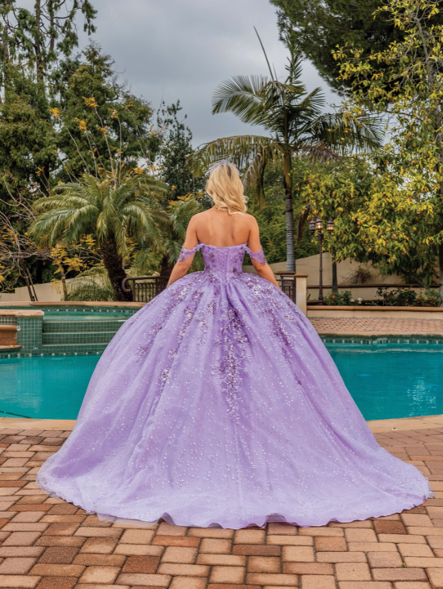 Bailey Off-the-Shoulder gown with Corset Back Quinceanera dress