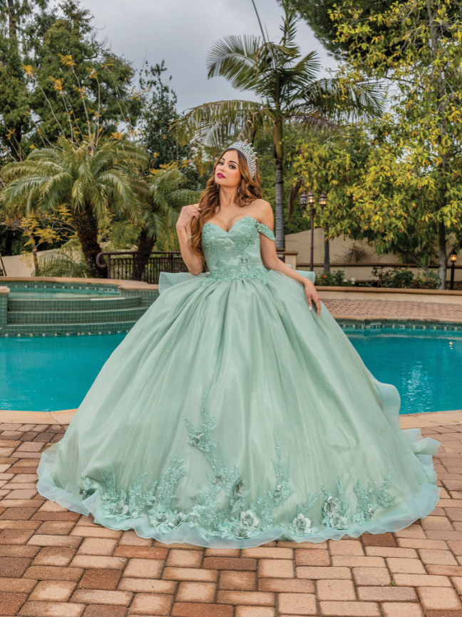 Rylee Neckline gown with Beaded Bodice Quinceanera Dress