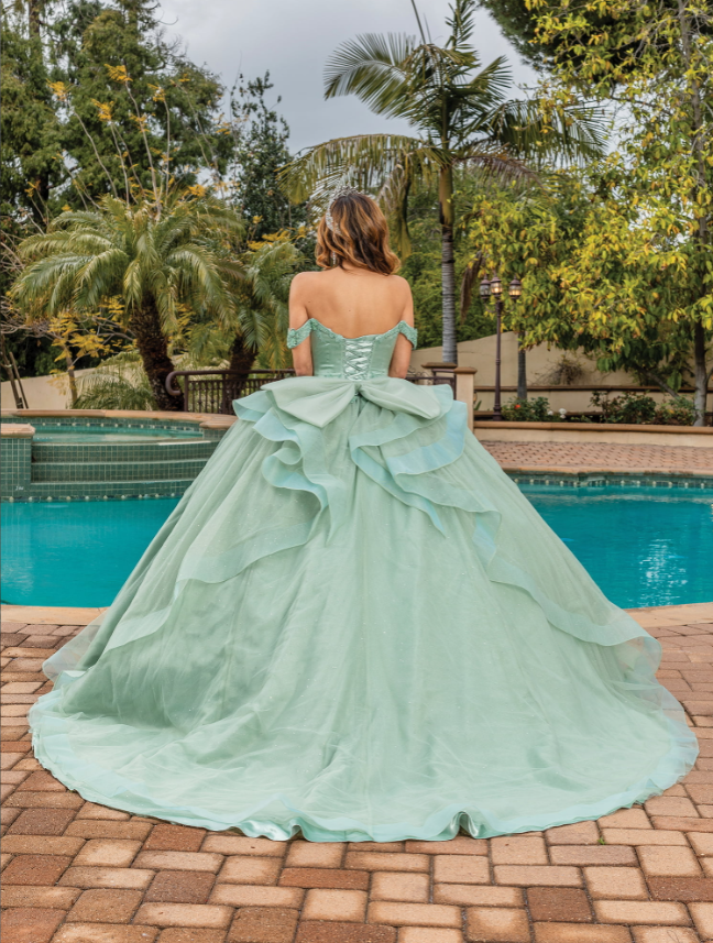 Rylee Neckline gown with Beaded Bodice Quinceanera Dress