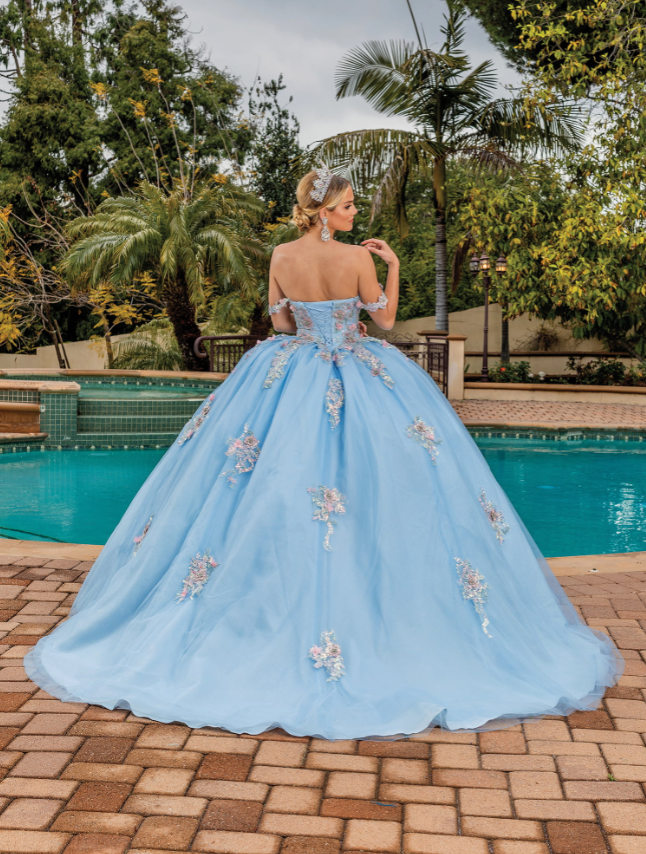 Elsa Full-Skirted Gown with Sheer Sleeves Quinceanera Dress