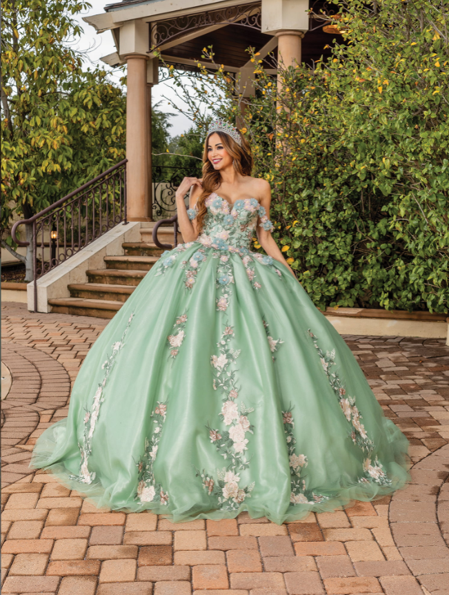 Hailey Off-Shoulder Gown with Corset Bodice Quinceanera Dress