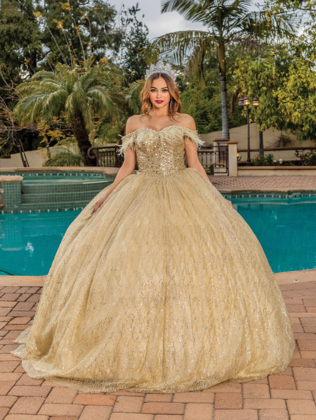 Iris Tulle Gown with Off-Shoulder Neckline Quinceanera dress