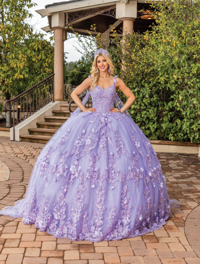 Allison Neckline Gown with Sheer Sleeves Quinceanera dress