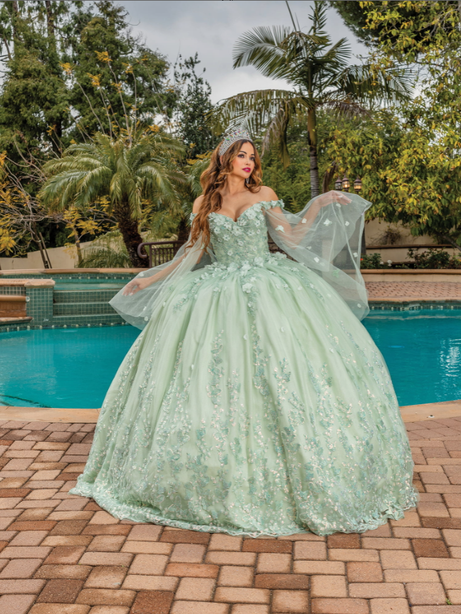 Cassy Bodice Gown with Sheer Overlay Skirt Quinceanera dress