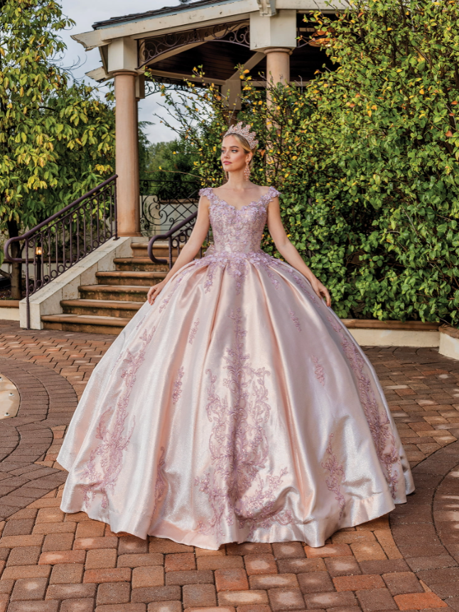 Sophie V-Back Gown with Embellishment and Bow Detail Quinceanera Dress