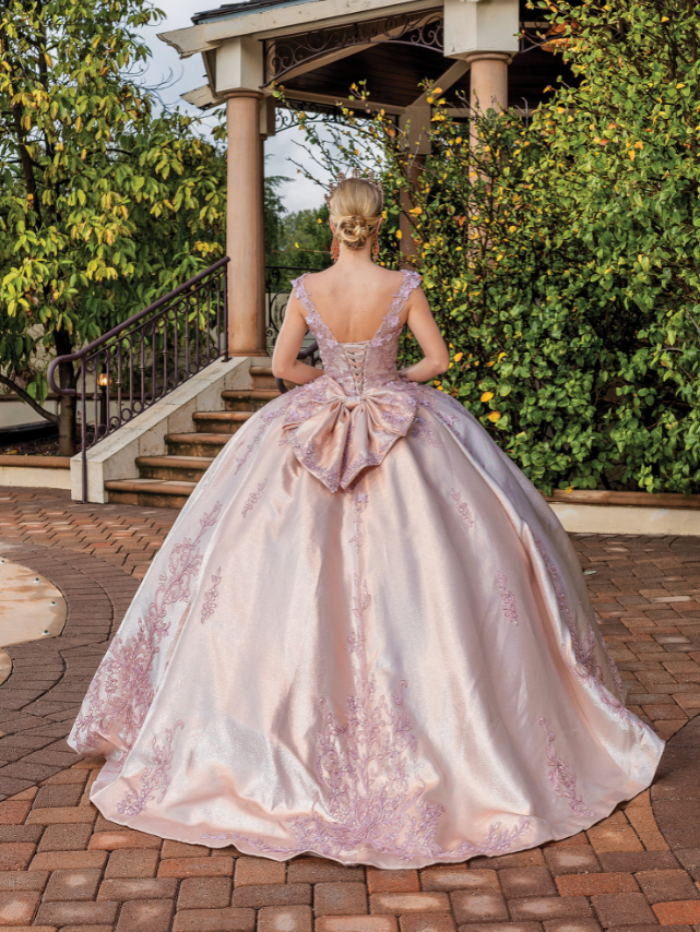 Sophie V-Back Gown with Embellishment and Bow Detail Quinceanera Dress