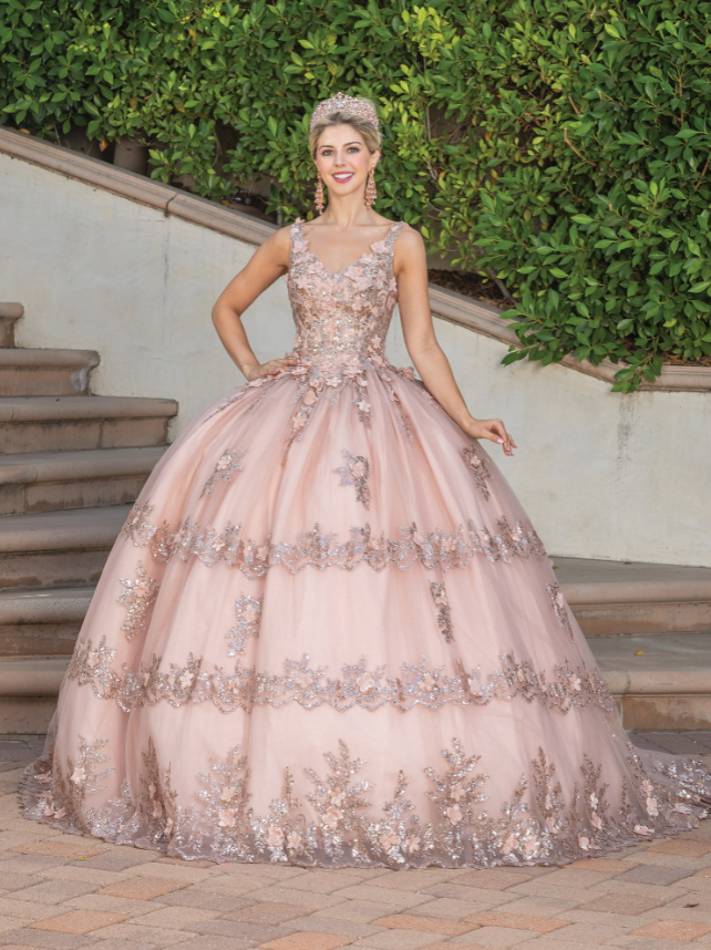 Mary Corset Gown with Appliqué and Tulle Skirt Quinceanera Dress