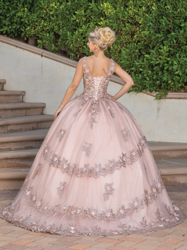 Mary Corset Gown with Appliqué and Tulle Skirt Quinceanera Dress