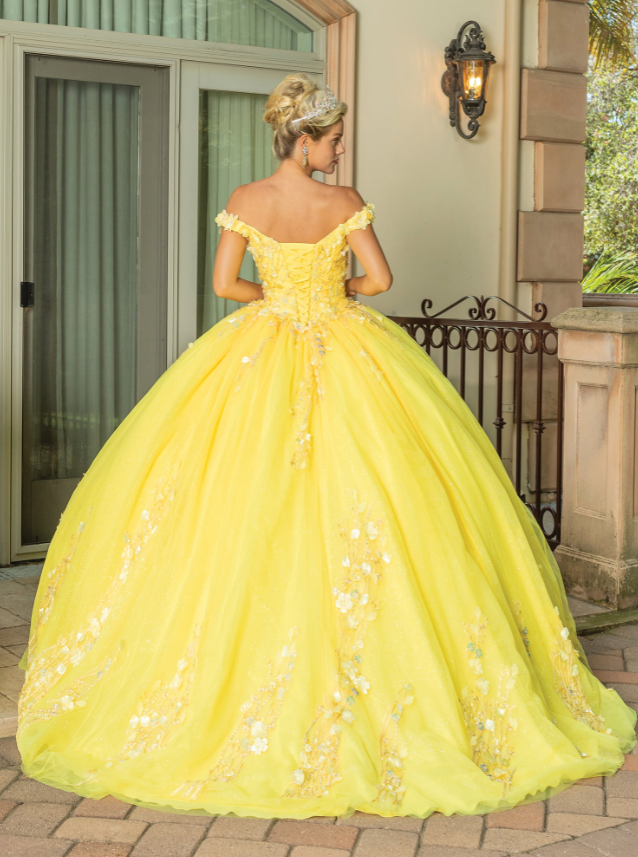 Bella Off-the-Shoulder Gown with Tulle Overlay Quinceanera Dress