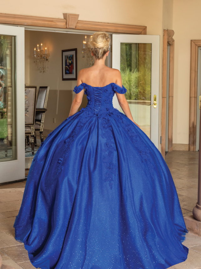 Anna Off-the-Shoulder Gown with Tulle Overlay Quinceanera Dress