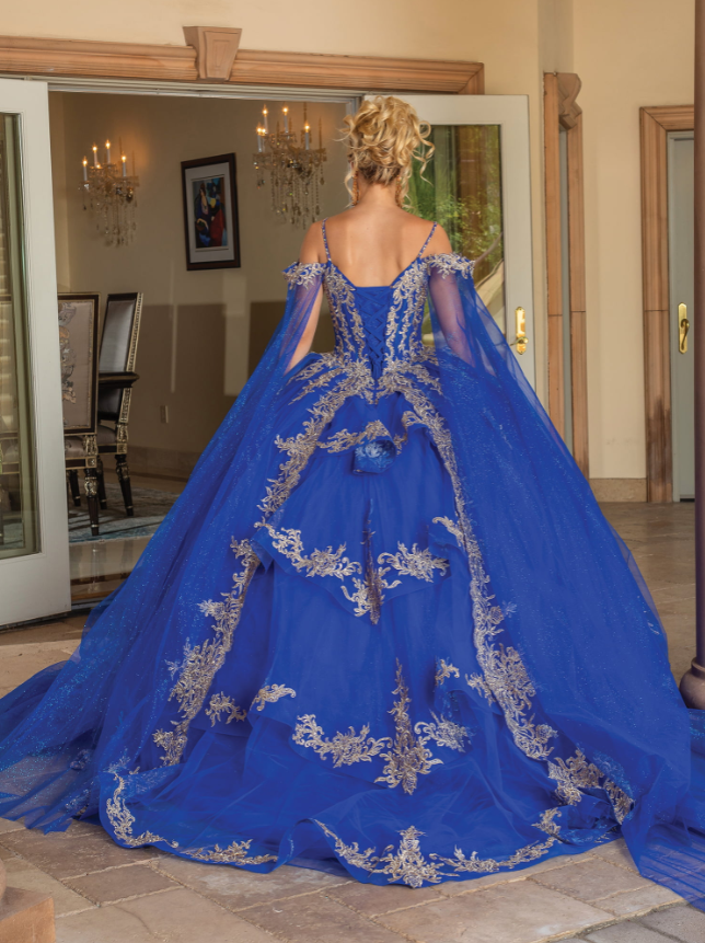 Regina Off-the-Shoulder Gown With Accents and Tiara Quinceanera Dress