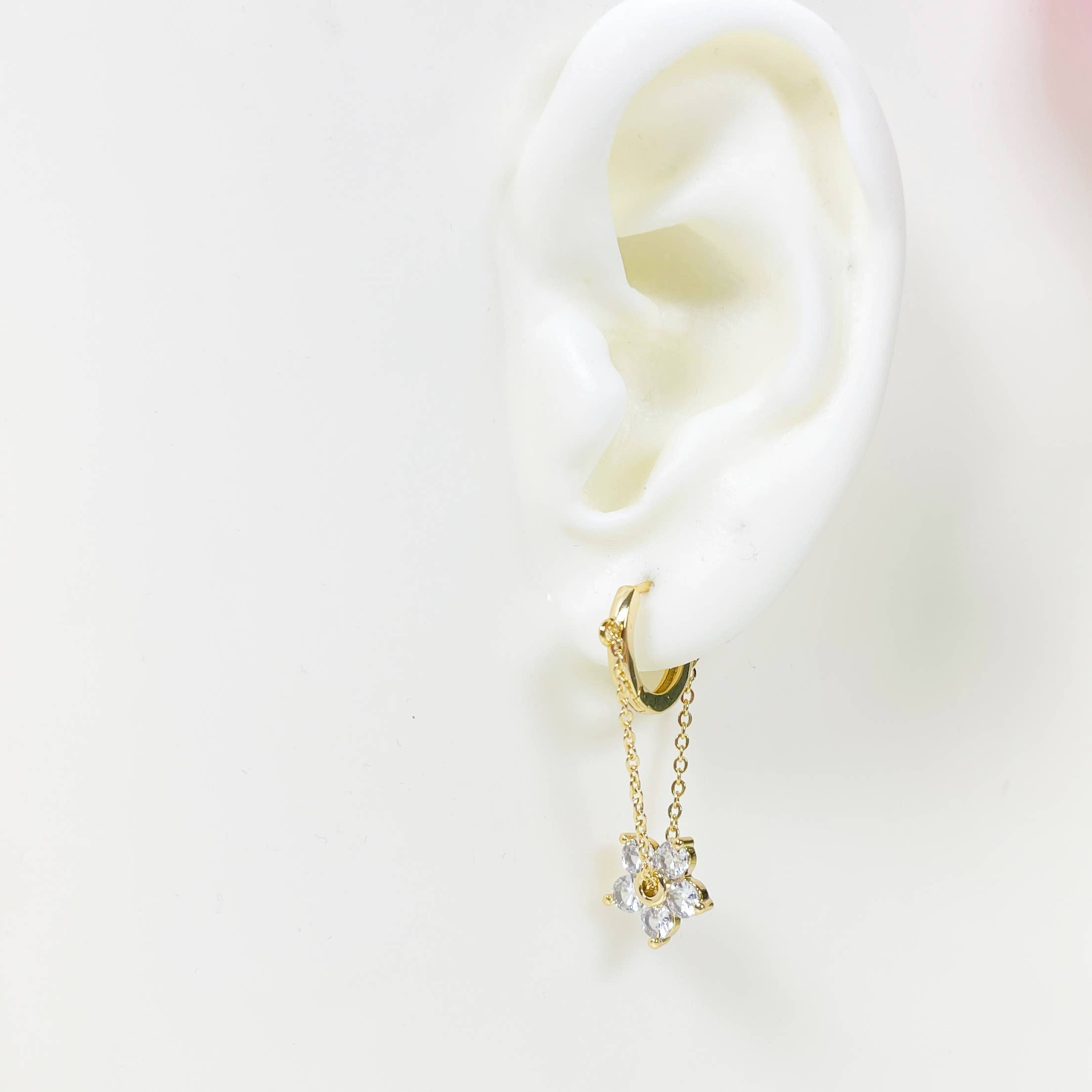 Gold flower dangle Earrings