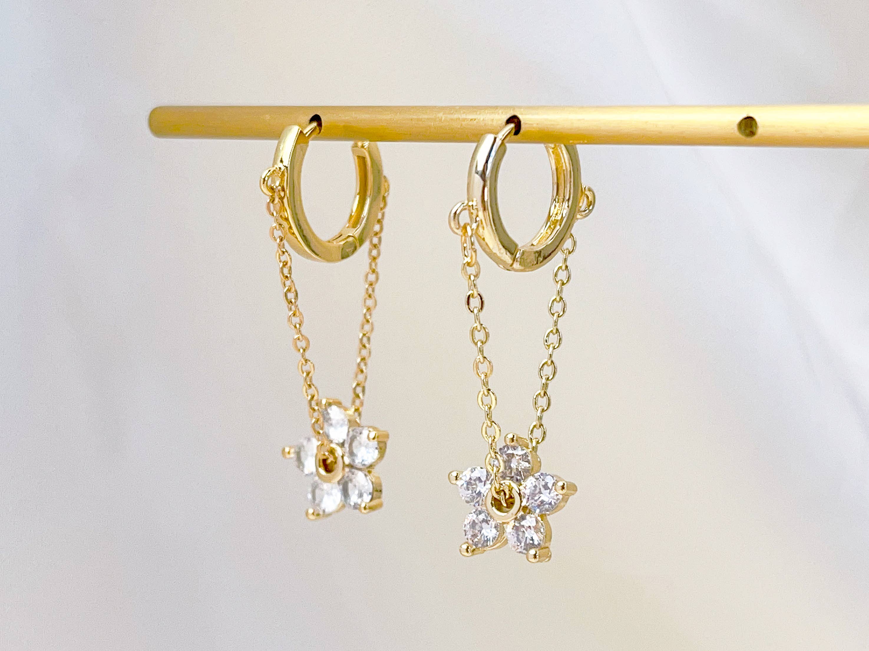 Gold flower dangle Earrings