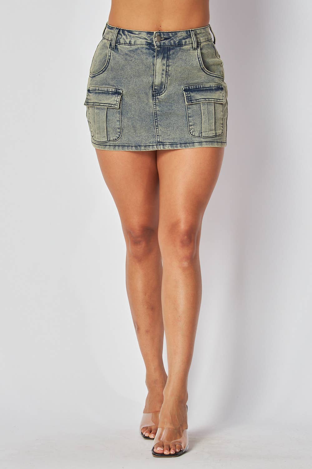 Business is Business Denim Cargo Mini Skirt